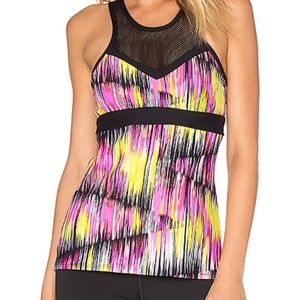 Trina Turk Digikat High Neck Mesh Tank Bra Top